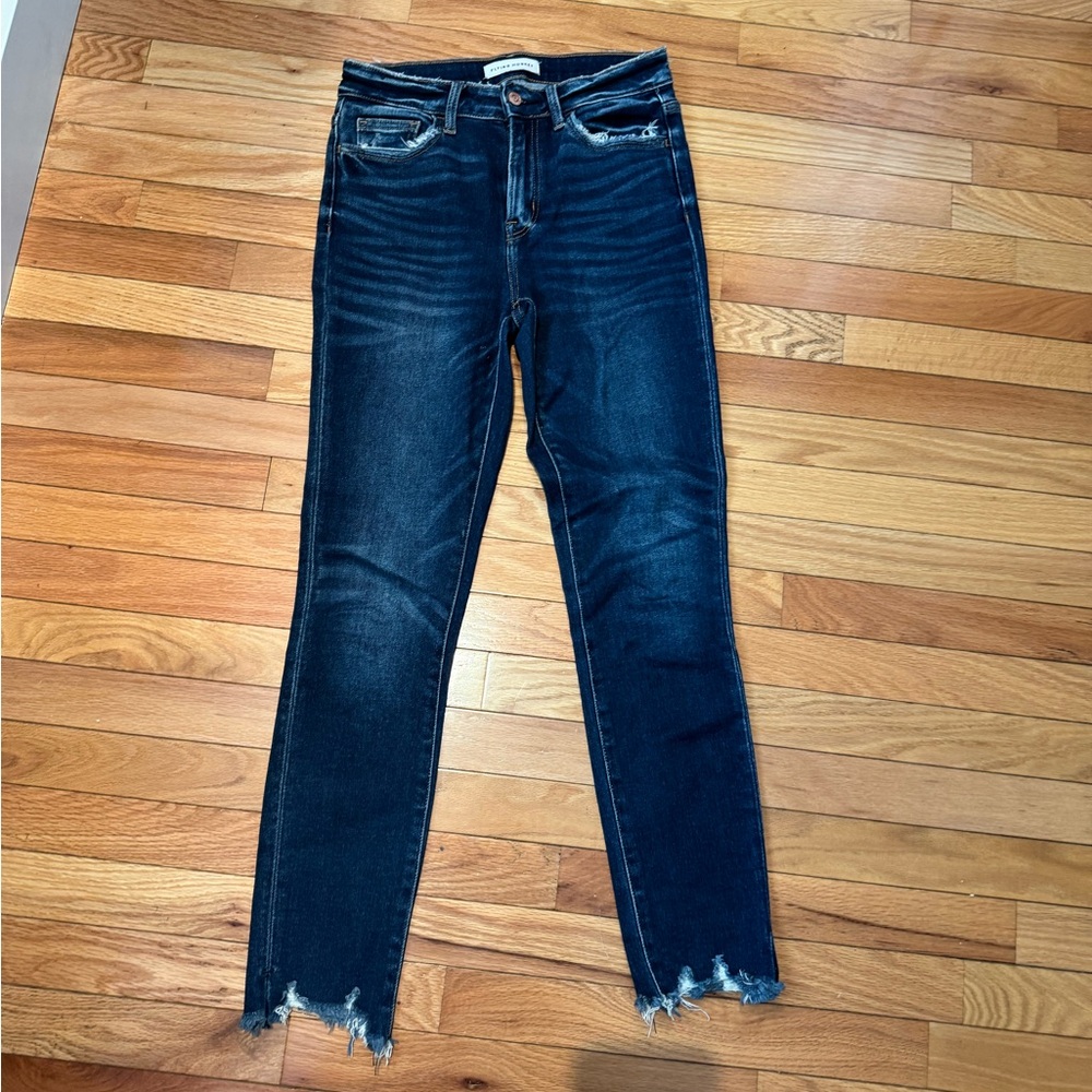 Flying Monkey Dark Blue Skinny Jeans with Distressed Hem